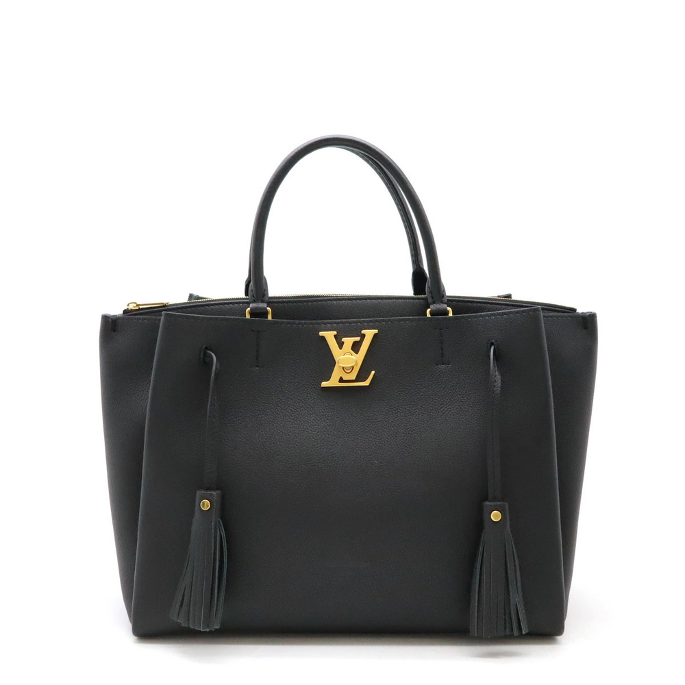 LOUIS VUITTON Lockme Handbag Tassel Leather Noir Black Strap